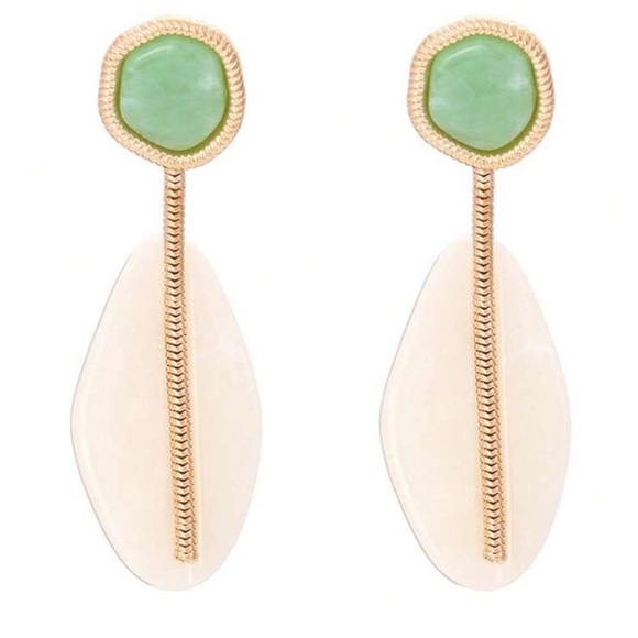 Zara Green Stone & Ivory Drop Earrings - Picture 3 of 4